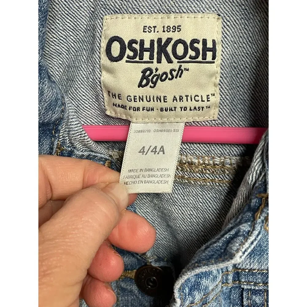 Oshkosh denim jean jacket button Light blue jean 4T girls‎